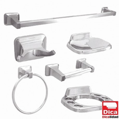 ACCESORIOS DICA P/BAÑO CROMO 6  PZAS