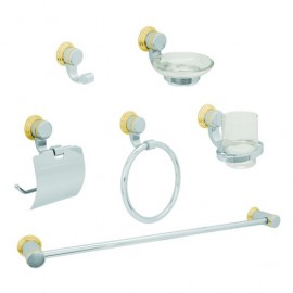 ACCESORIOS URREA P/BAÑO CROMO-ORO 6 PZAS