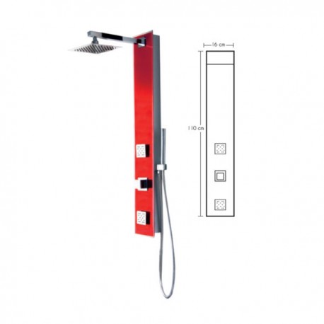 COLUMNA TOTAL SHOWER CRISTAL TEMPLADO ROJA 2785-R